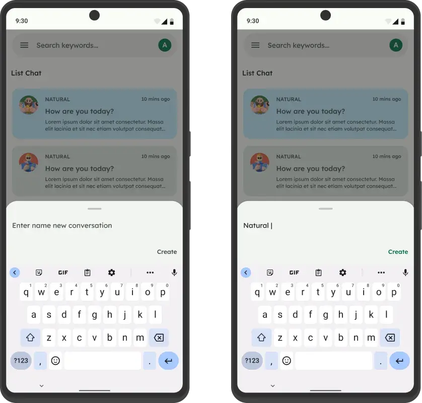 Chat Bubbles new conversation flow